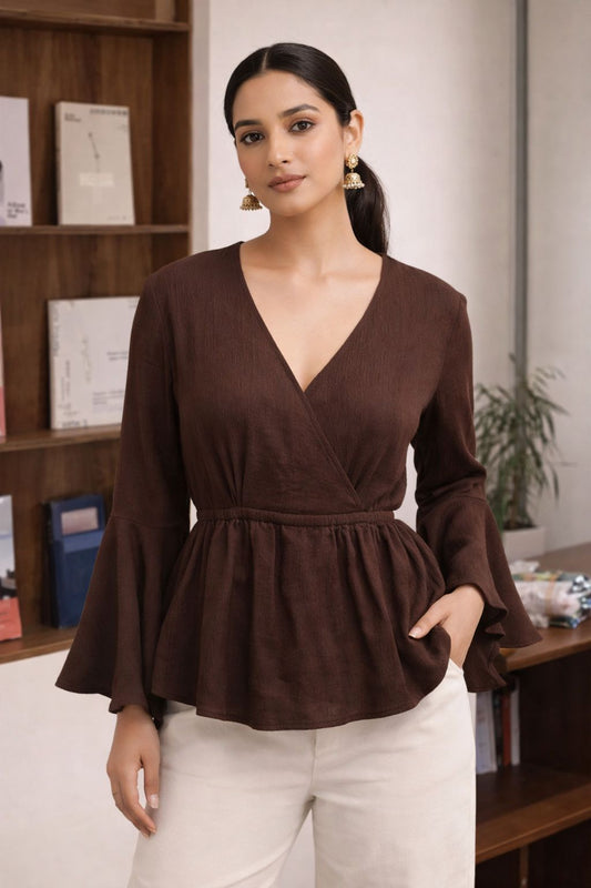 Brown Peplum Top