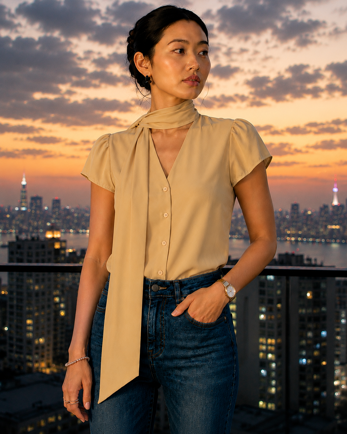 Parisian Scarf-Tie Blouse