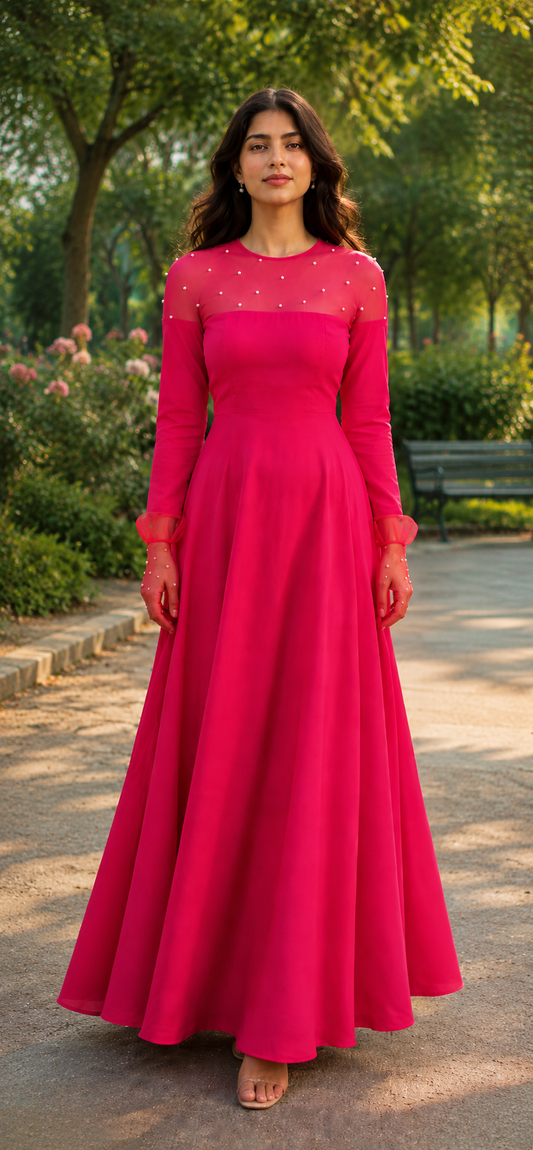 Fuchsia Queen Gown with gloves