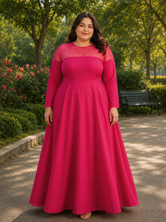 Fuchsia Queen Gown with gloves