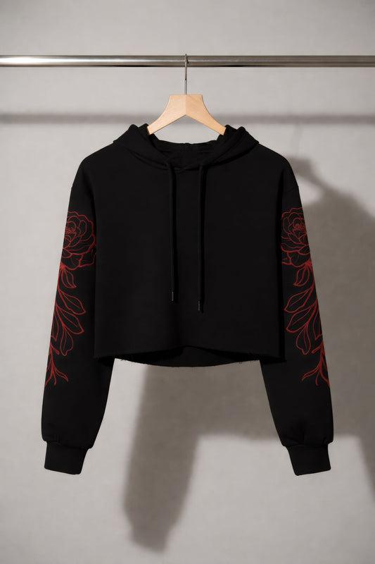 Red Rose Crop hoodie
