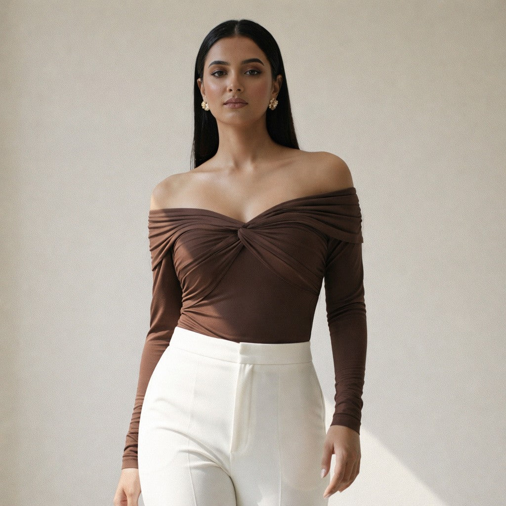 Twist Front Off-Shoulder Top
