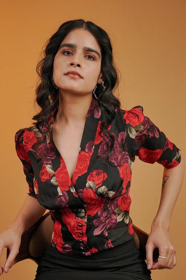 Rose Printed Crop Top