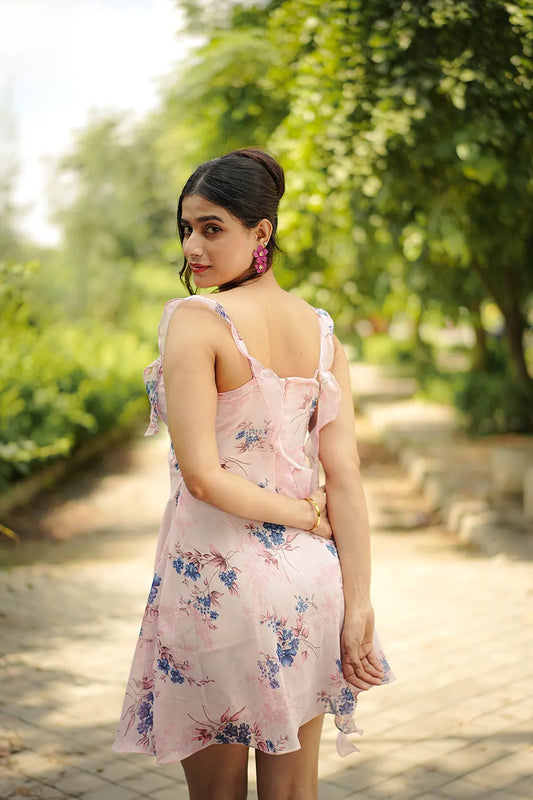 Pink Floral Ruffle Dress