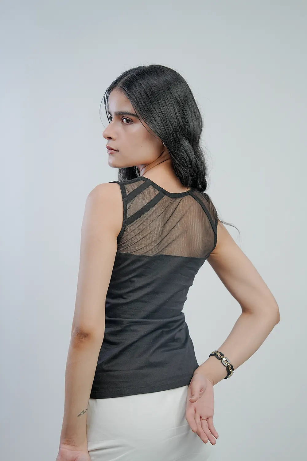 Shadow sheer illusion top