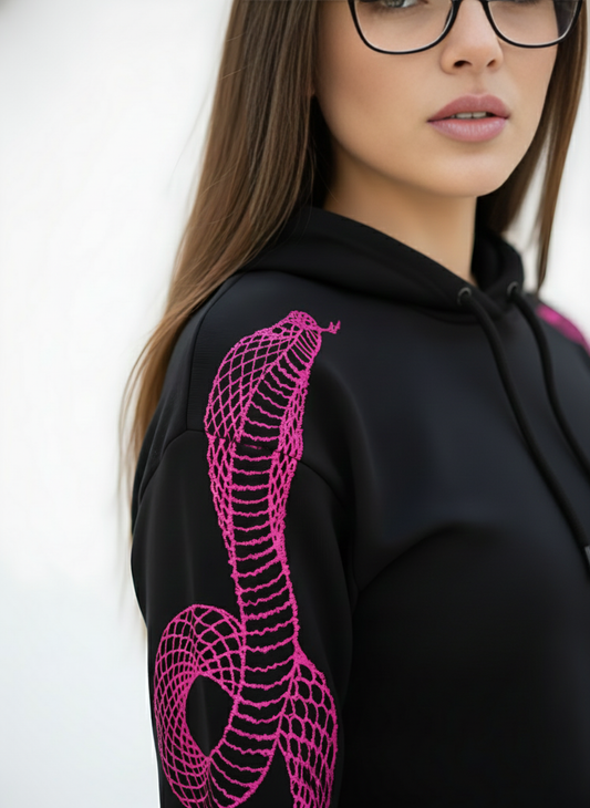 Snake  Design Crop Hoodie