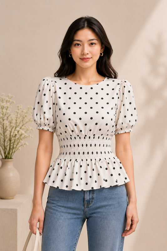 Polka Peplum Top