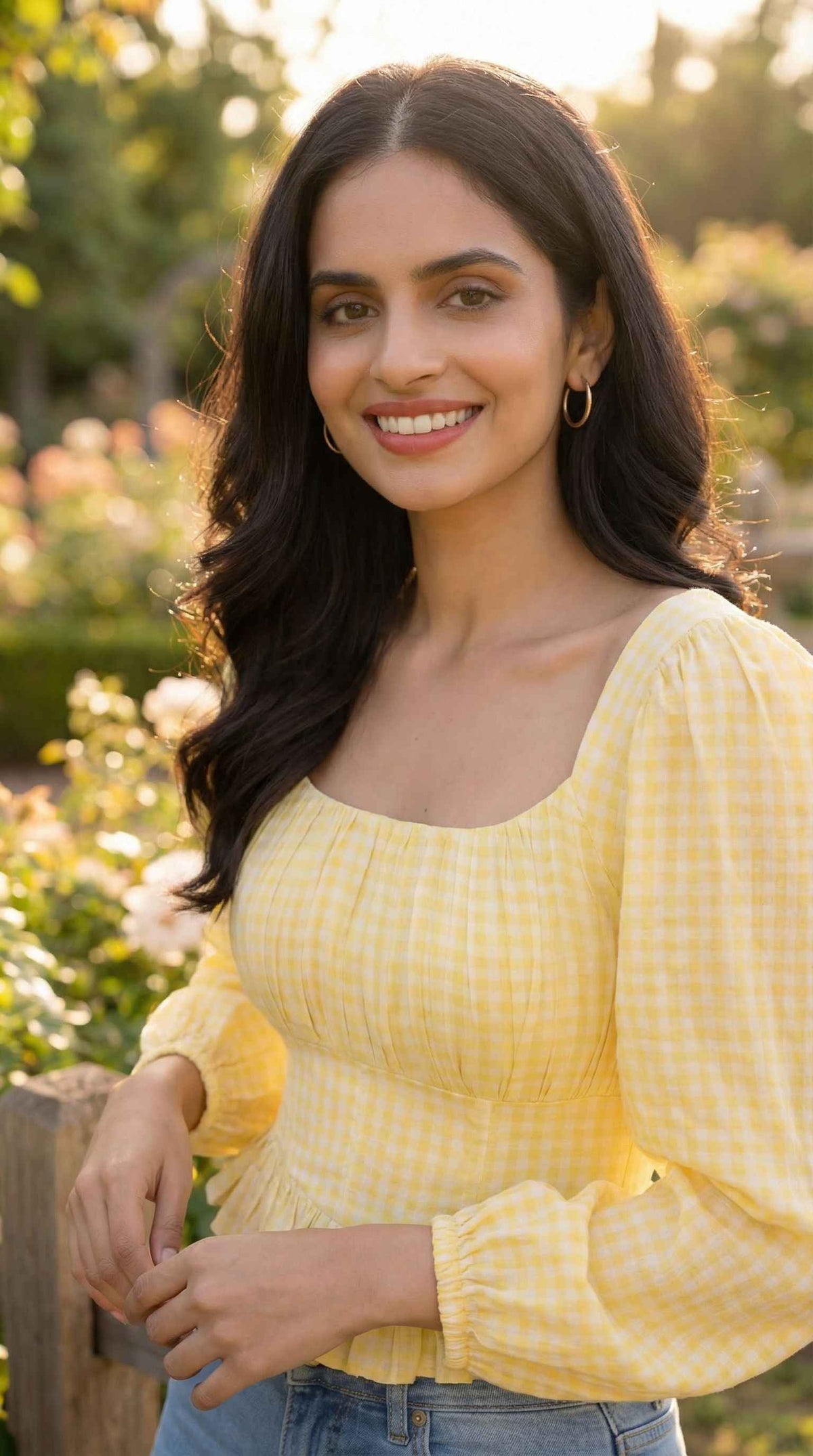 Yellow Gingham Corset Top
