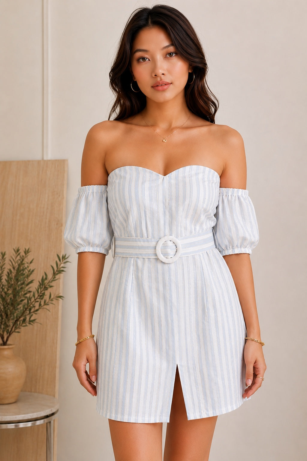 Stripe Sweetheart Mini Dress