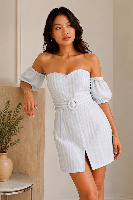 Stripe Sweetheart Mini Dress