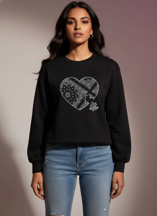 Puzzled Heart Relaxed fit Sweatshirt