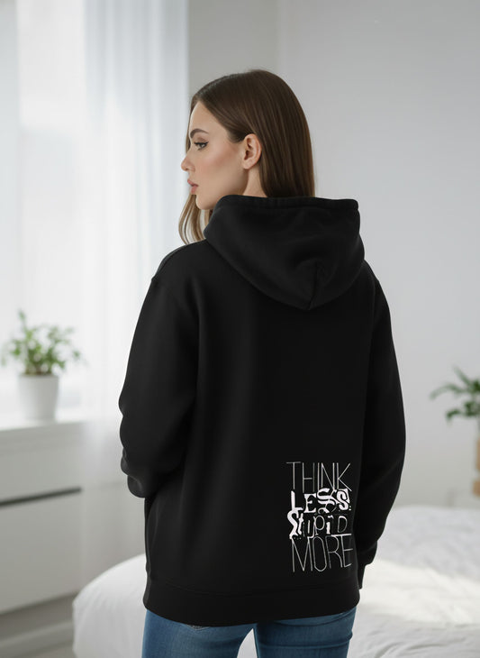 Perspective "Think Less, Stupid More" Relaxed Fit Black Hoodie