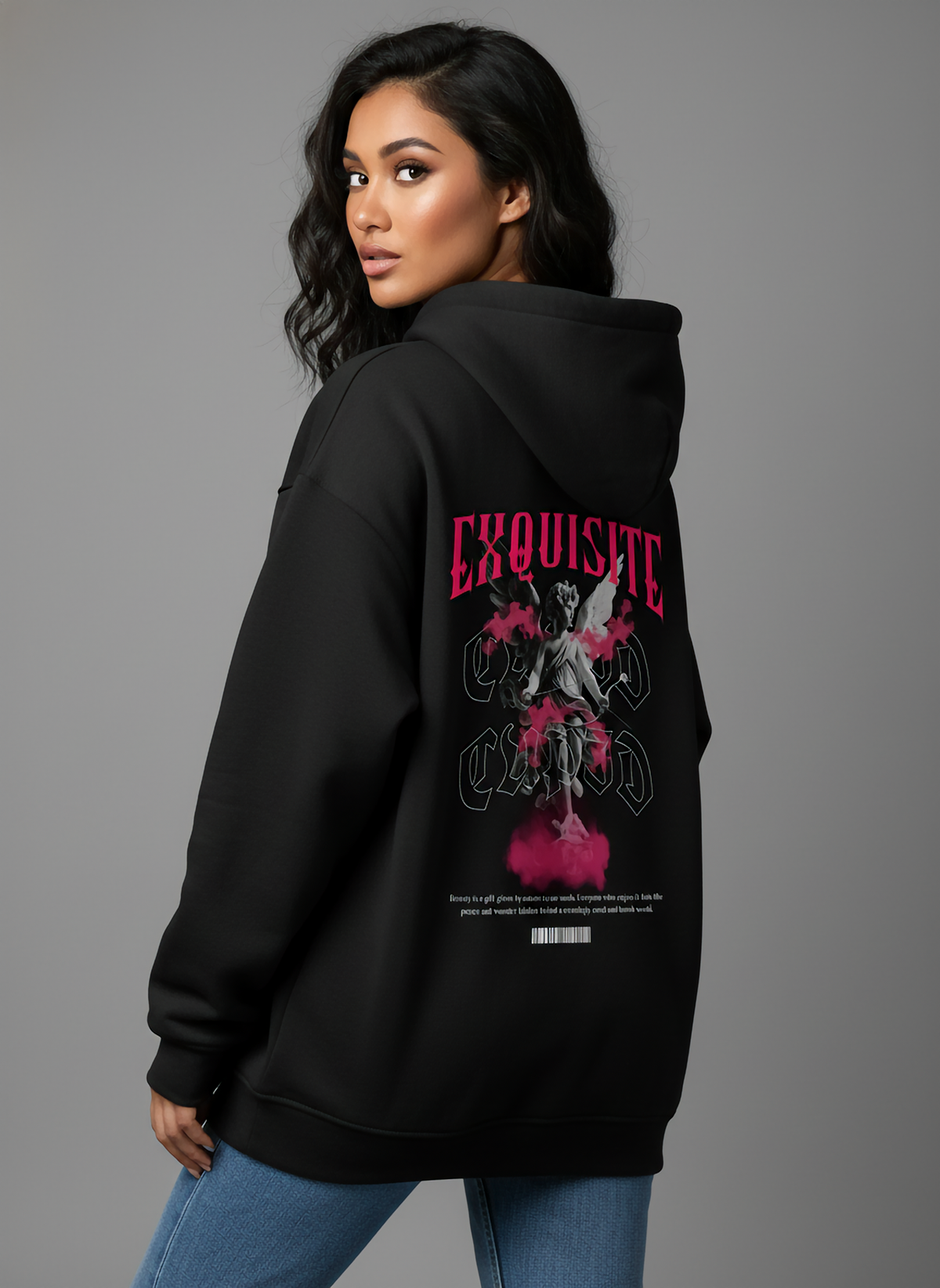Angel Oversized Black Hoodie