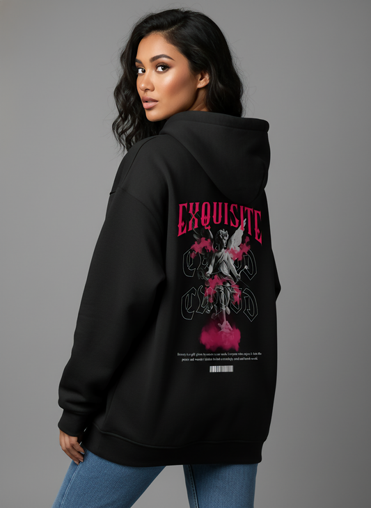 Angel Oversized Black Hoodie