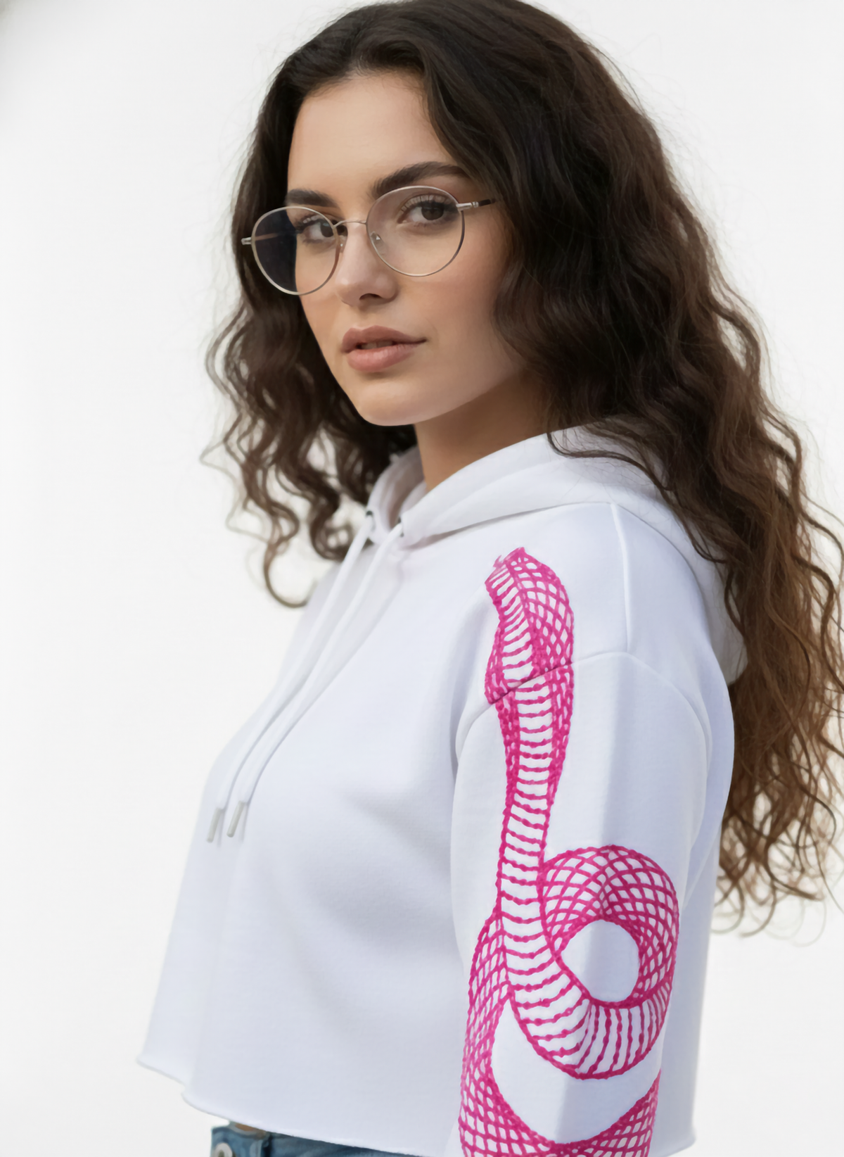 Snake  Design Crop Hoodie