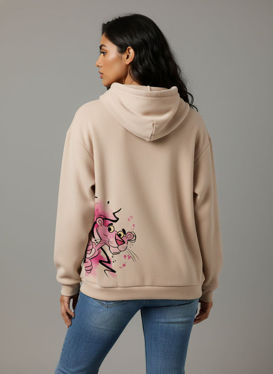 Pink Panther Beige Oversized Hoodie