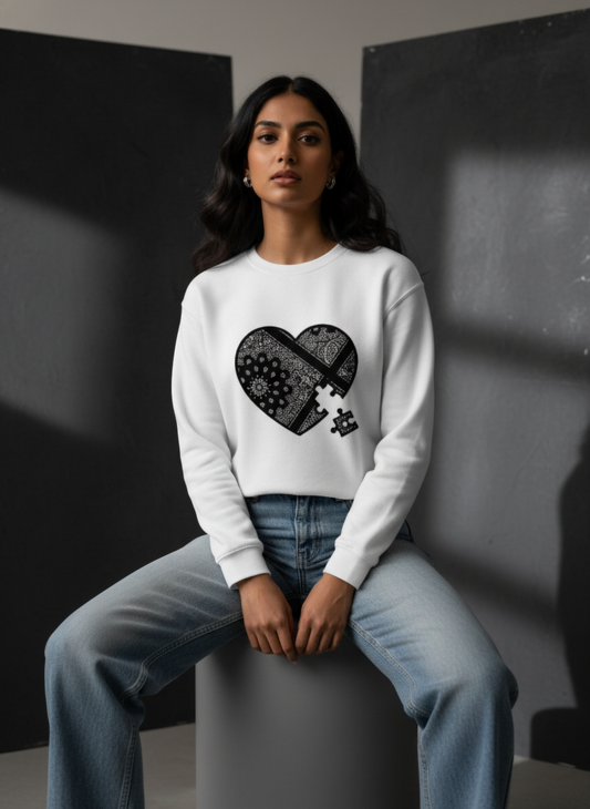 Puzzled Heart Relaxed fit Sweatshirt