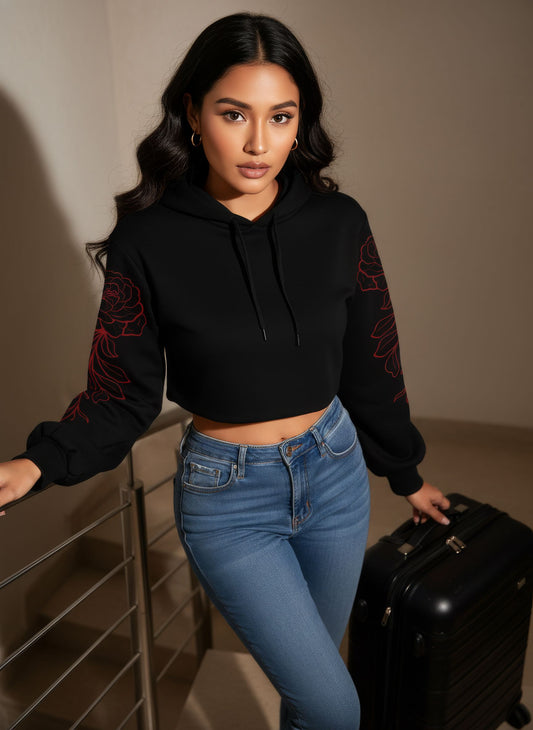 Red Rose Crop hoodie