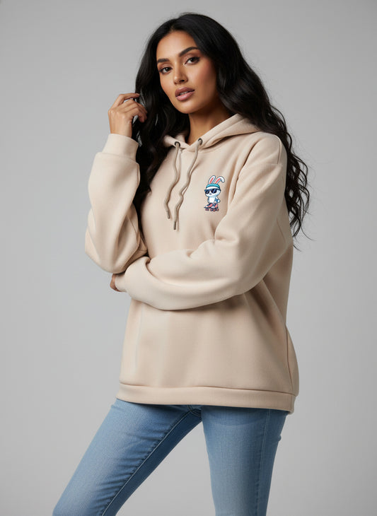 Hip Hop Bunny Print Oversized Hoodie